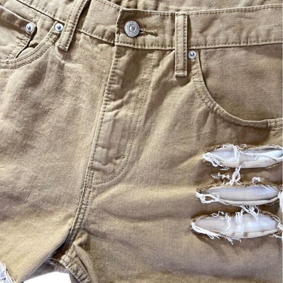 Levi’s 508 cut off distressed ripped denim jean shorts tan size 32 - Picture 6 of 15